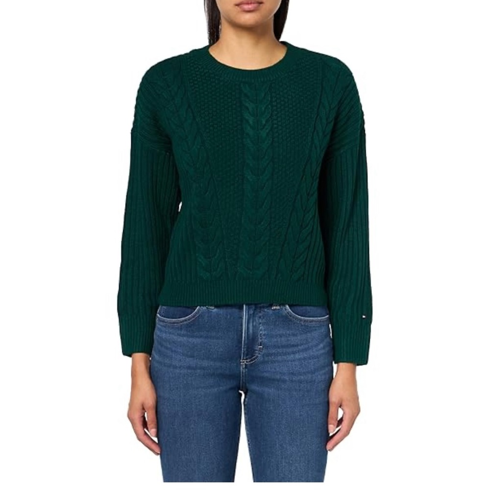 Tommy Hilfiger Green Cable Knit Sweater